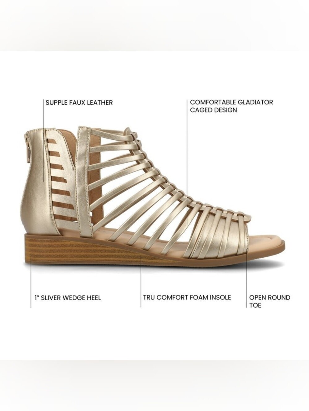 (S-4847) Journee Womens Delilah Gladiator Wedge Sandals Sz 8 5
